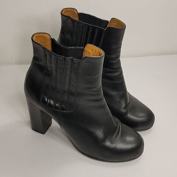 & other stories  Black Leather 4 Inch Block Heeled Ankle boots ladies si… - Picture 4 of 10